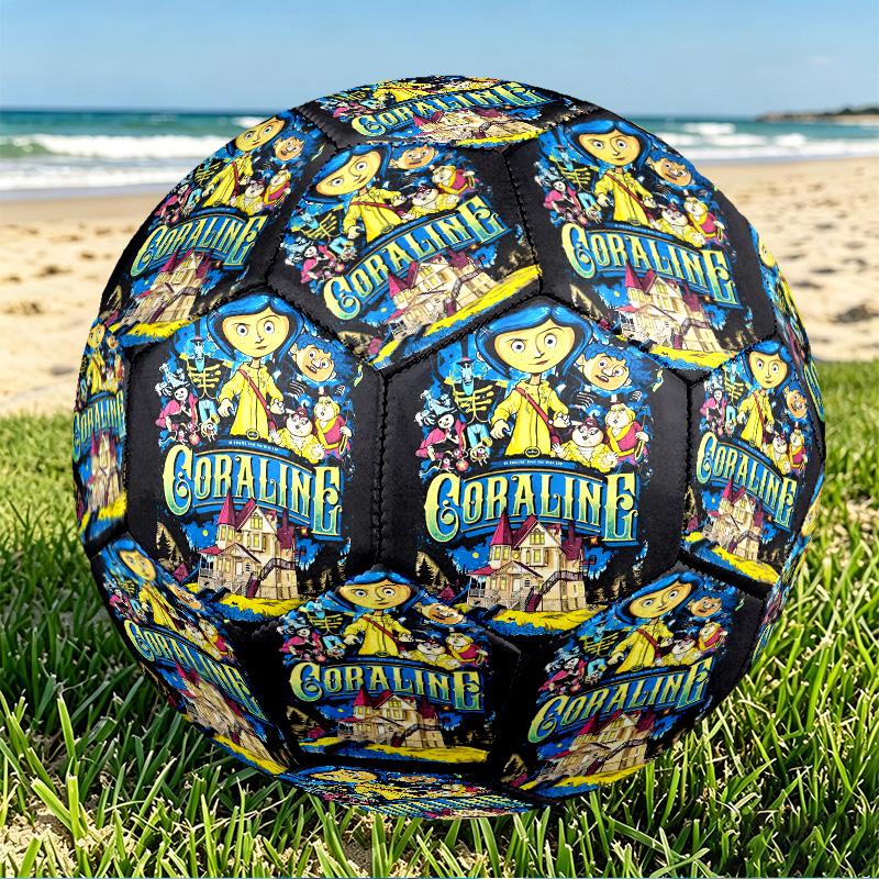 Coraline Print Size 5 Soccer Ball, PU Wear Resistant Football for Match Training and Daily Practice, Birthday Gift for Soccer Fans