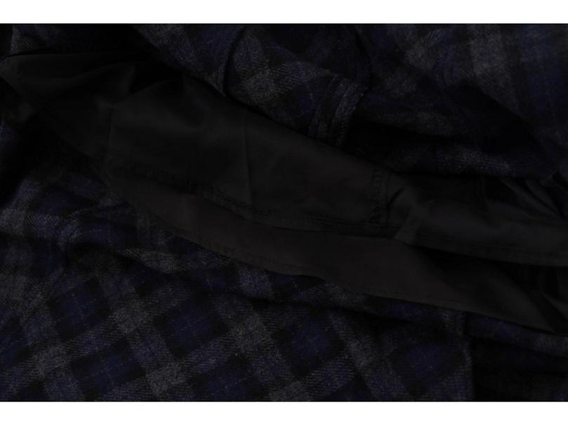 High-Waisted Navy Blue Plaid Fishtail Long Skirt - Slimming & Thickened for Autumn/Winter Women's Collection