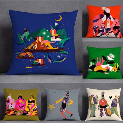 Brazilian Abstract Willian Santiago Art Pillow Case Square Double-Sided Printing Short Plush Sofa Cushion Cover Bedside Pillow
