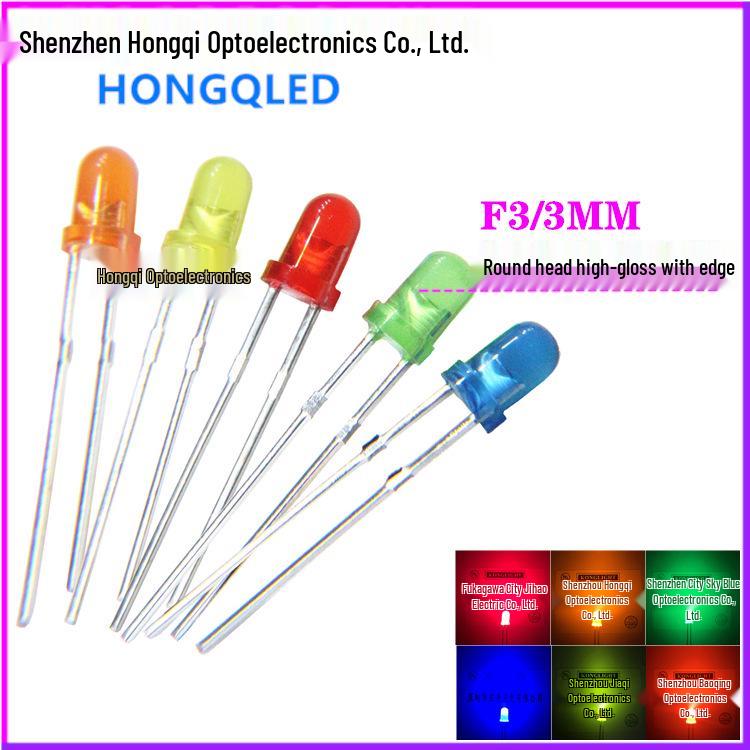 

3mm Round LED Beads - Red, Blue, Emerald Green Through-Hole Indicator Red Short Leg
