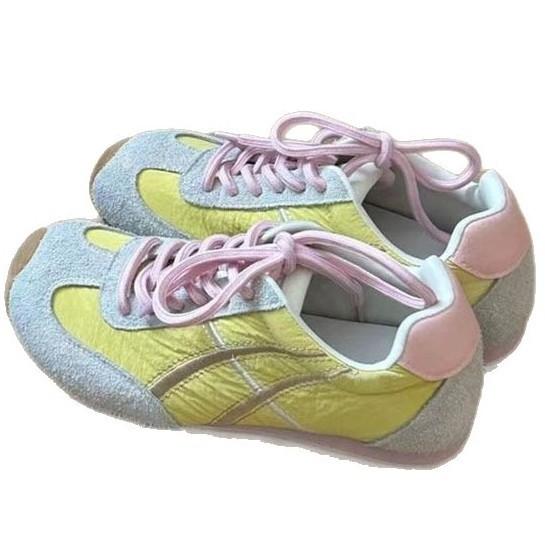 Dexun shoes women's 2025 early spring new leather color matching versatile sports shoes flat bottom light casual board shoes Forrest Gump shoes