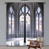 Set Of 2 Gothic Curtains Medieval Stone Balcony Graphic Design Mystic Middle Age Story Bedroom Living Room Dining Curtain Polyester Ideal For