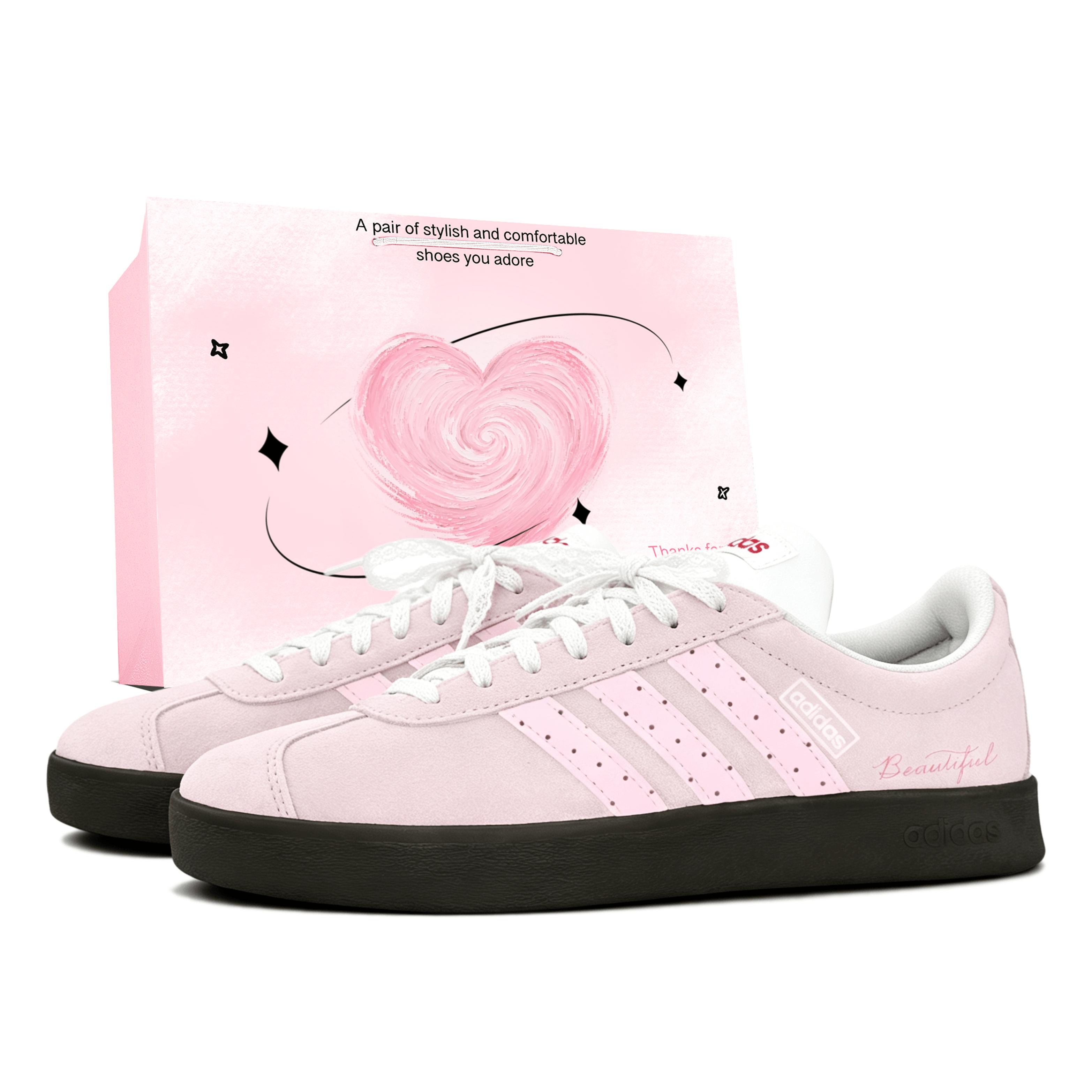 

Adidas VL COURT 2.0 Slip Resistant Abrasion Resistant Low top Skateboard Shoes Unisex Pink HQ1802(Team1735-LK) 39⅓