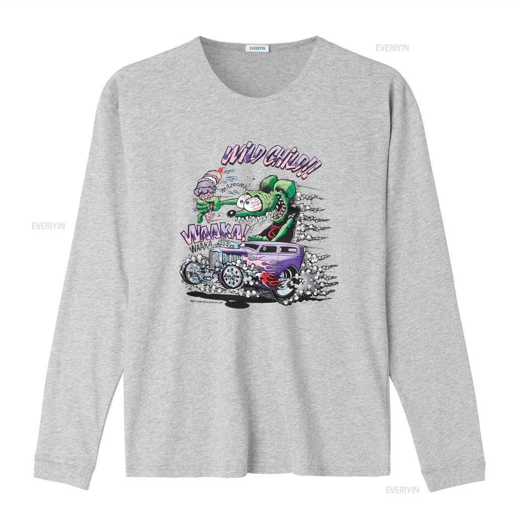 Unisexs Ed Big Daddy Roth Rat Fink Wild Child Hot Rod White Cotton T Shirt S XL vintage Washed streetwear graphic