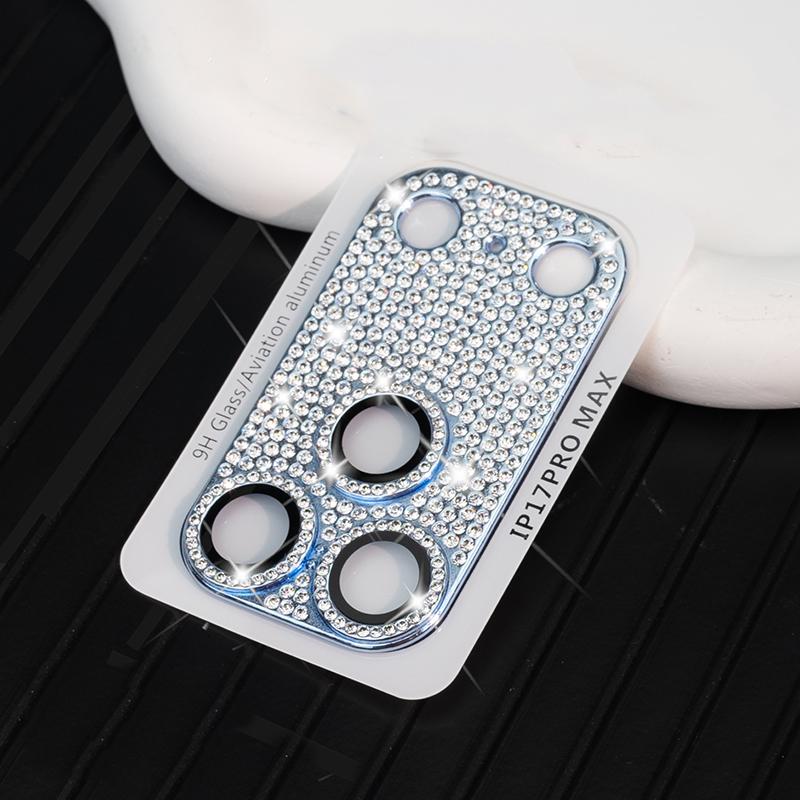 Full Diamond Camera Protection For iPhone 17 16 15 14 13 Pro Max Air Plus Lens Cover Glitter Protector Camara Scratch-resistant