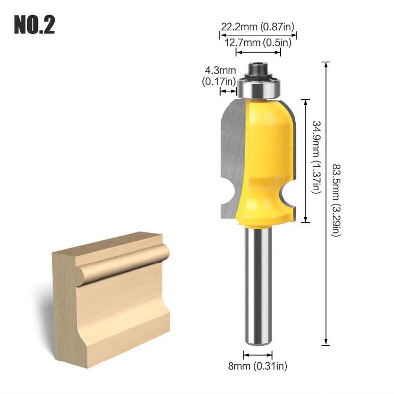 Architectural Molding Handrail Router Bit Casing Base CNC Line Woodworking Cutters Face Mill 8mm Shank