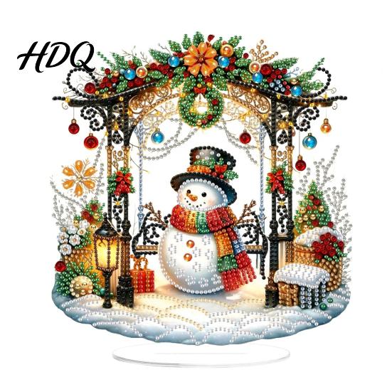 Handgemaakte Kerstversieringen Faux Diamant Art Kit Kerstman Sneeuwpop Hangende Versiering DIY Feestelijke Strass Decoraties Acryl Hanger met Strass