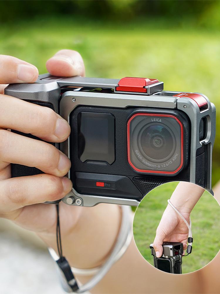 For Insta360 Ace Pro/2 Metal Camera Grip Mount Anti-Fall Sports Camera Protective Case Detachable Street Photo Vlog Accessories