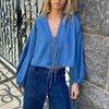 Women's Summer Tie-Up Lace Cropped Cardigan Shirt (SU3338)