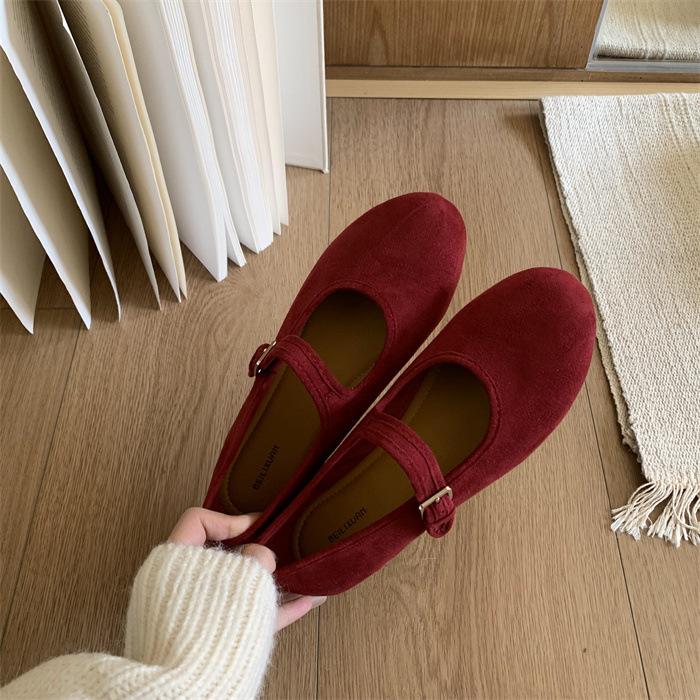 Spring Color~ 2025 New Daily Versatile Flat Shoes Round Head One-Word Band Ballet Mary Jane Shoes Women