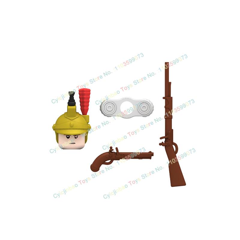 Napoleonische Kriege Britische Französische Füsiliere Dragoner Bausteine Actionfiguren Zubehör Kopf Waffe Kinderspielzeug N001-048