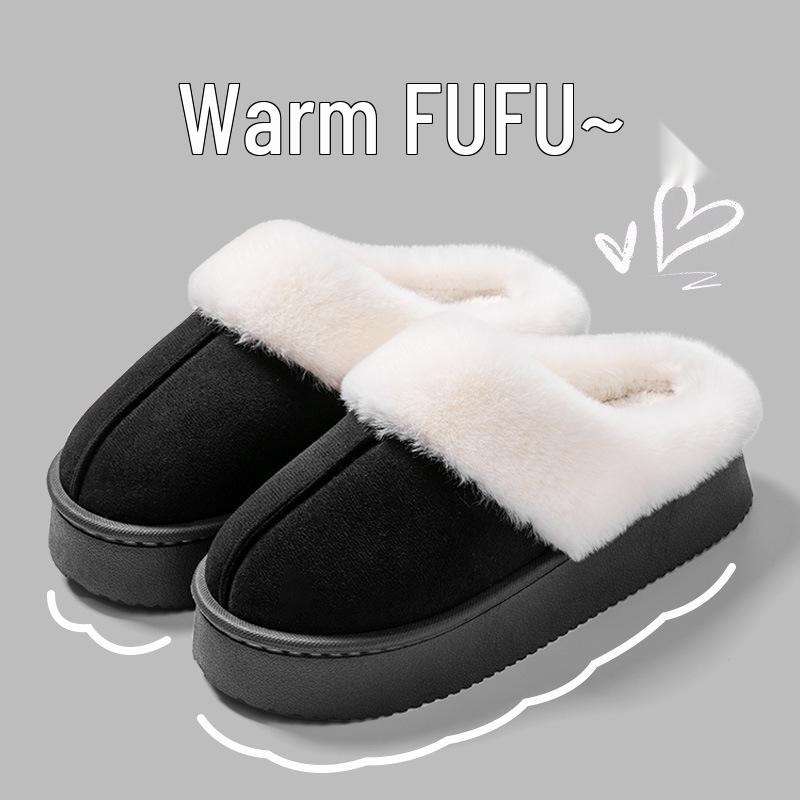 2025 Damen Wasserdichte Wildleder Pelzige Baumwollpantoffeln - Herbst/Winter Indoor Heimgebrauch