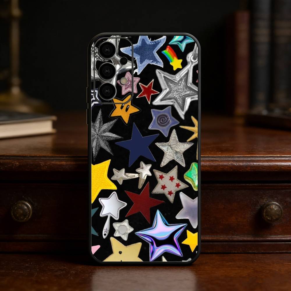 Colorful Star Phone Case For Samsung S25,S24,S21,S22,S23,S30,Ultra,S20,Plus,Fe,Lite Black Shell