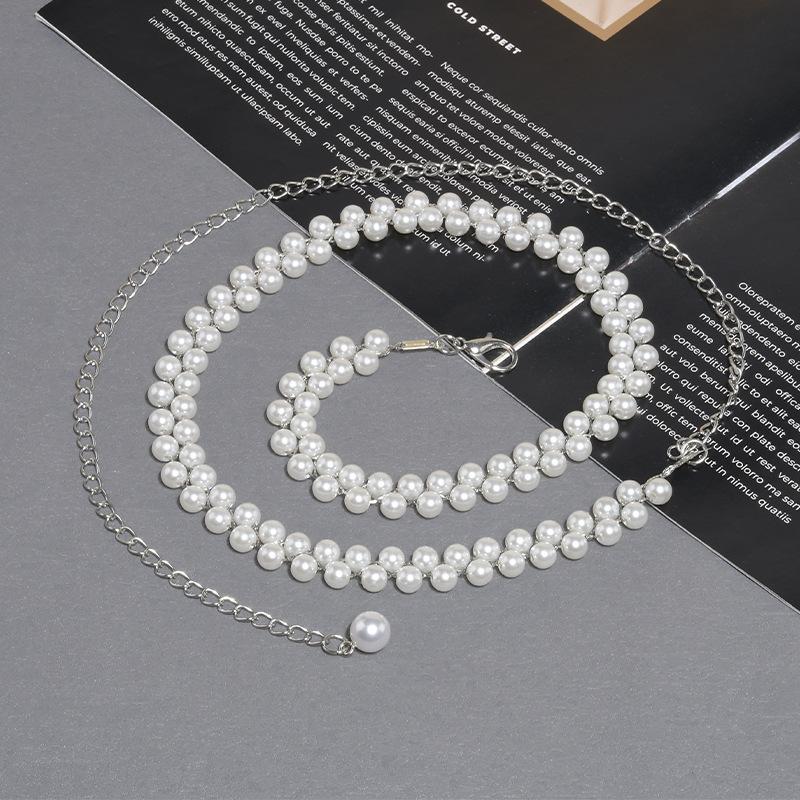 Belt Retro Pearl Waist Chain Women's Ins Style Simple Temperament Fashionable Pearl Chain Belt