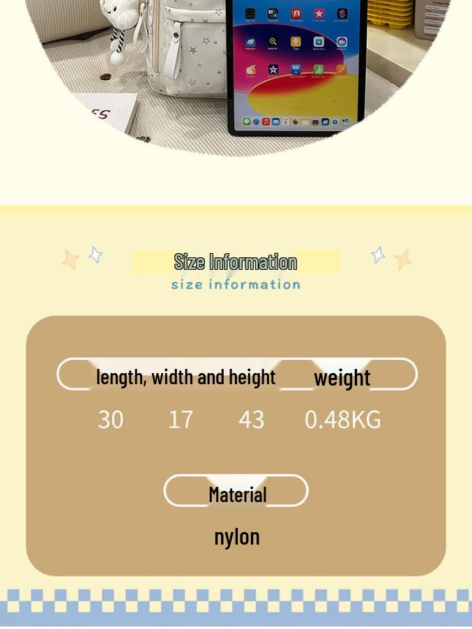 Mori Style Cute Star Backpack: High-End, Lightweight, Large Capacity for Middle School Students