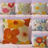 Oil Painting Flowers Cushion Cover Natural Linen Pillow Case Double-Sided Print Decorative Sofa Pillowcase Home Decor Gift
