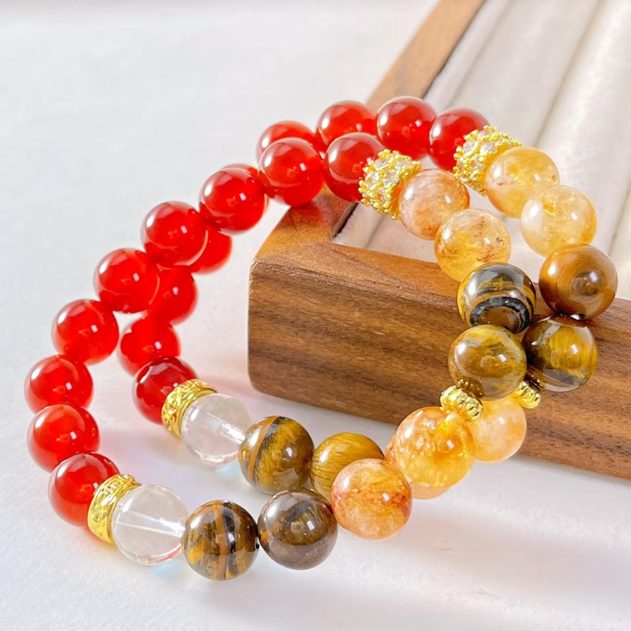 Maillard Maple Natural Tiger S Eye Honey Milk Cover Citrine Red Chalcedony White Crystal Bracelet Bracelet