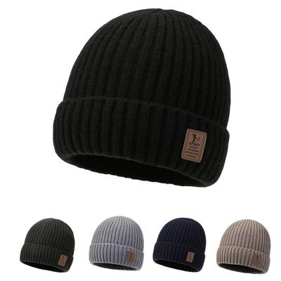 Knitted Hat, Men's, Winter with Thick Velvet, Knitted Hat, Big Head Circumference, Adult, Ear Protection for Warmth and Cold, Outdoor Skiing Hat