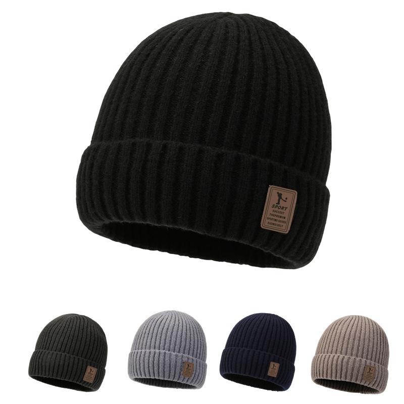 Knitted Hat, Men's, Winter with Thick Velvet, Knitted Hat, Big Head Circumference, Adult, Ear Protection for Warmth and Cold, Outdoor Skiing Hat