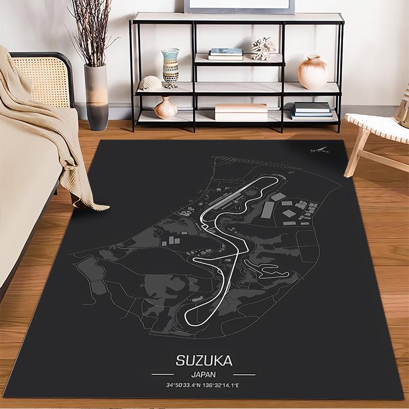 Suzuka Circuit Map Design Rug Non-slip rug suitable for living room and bedroom sofas