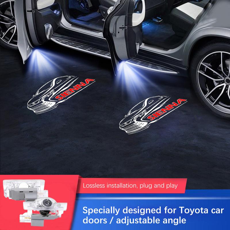 2PCS For Toyota Sienna HD LED Car Door Light Projector Ghost Shadow Laster Welcome Modification Lamp Car Accessories Never Fade