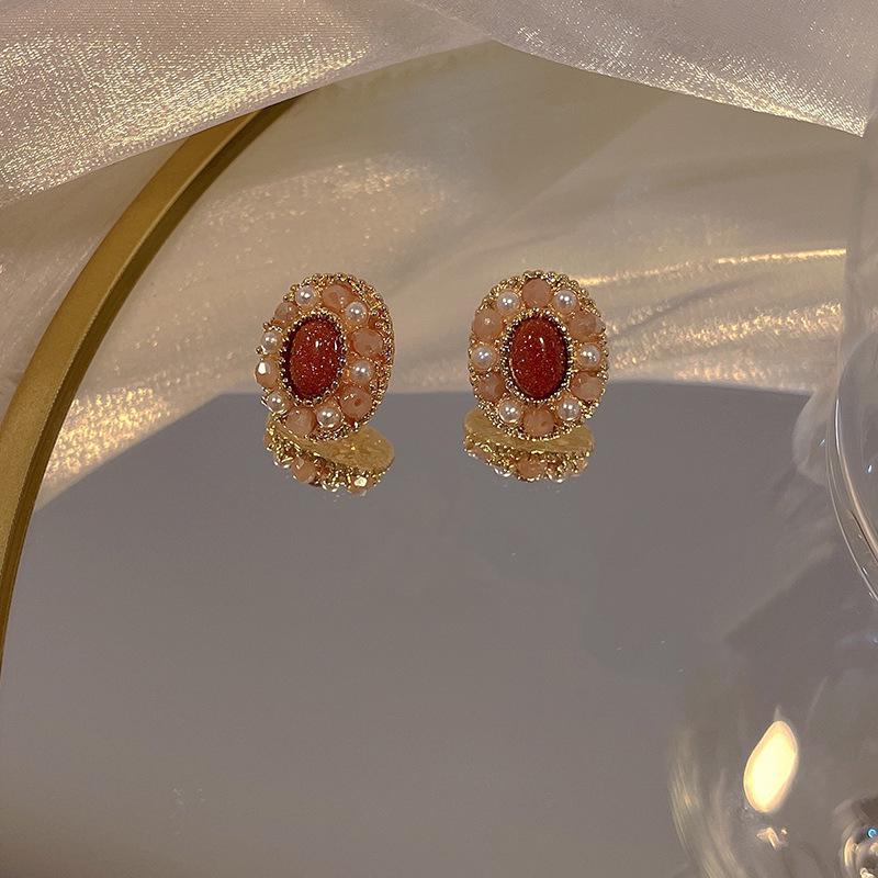 S925 Silver Needle Wine Red Pearl Stud Earrings - Trendy 2023 Exquisite Fashion Jewelry