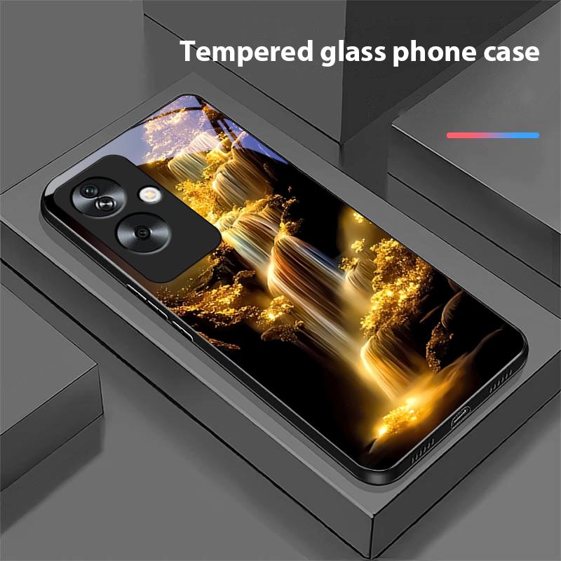 Kolorowa Aurora Dla Oppo A79 5G 58 78 74 60 4G Reno 11F Realme GT 6 11 Note 50 10 C55 X2 Szkło Hartowane Czarny Pokrowiec na Telefon