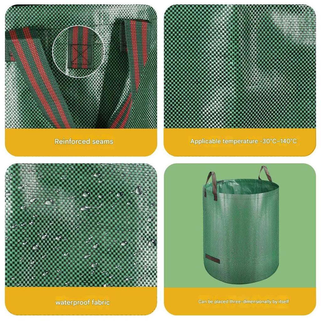 Large Capacity Gardening Fallen Leaves Collection Bag Foldable Plant Garbage Bag PP Waterproof Woven Waste Collection Bag