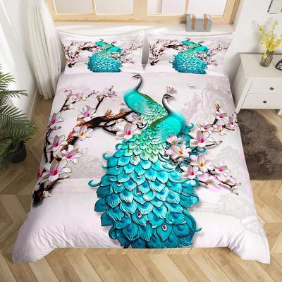 Páv Obliečka na paplón King Queen Size Kolibrík Vážka Posteľná súprava Kvety Vtáky Prikrývka Kvetinová Zvieratá Prikrývka