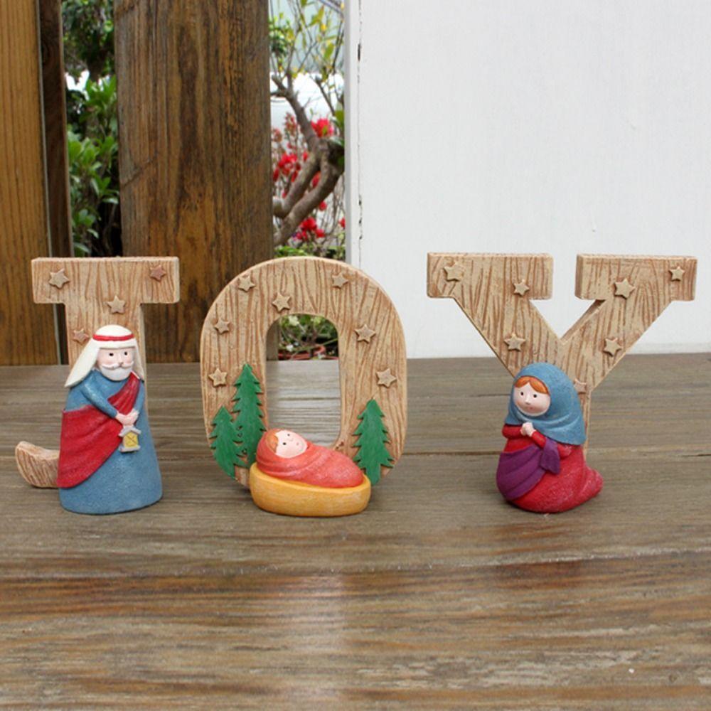 4Pcs/set Durable Christmas Manger Ornaments Unique Nativity Figure  Living Room