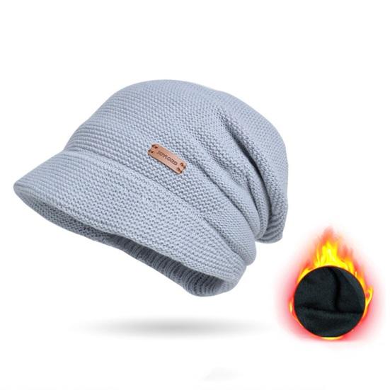 Chapeau d'hiver pour femmes, large bord court, élastique, couleur unie, doux, chaud, épais, peluche, résistant au froid, antidérapant, bonnet tricoté pour l'extérieur, hiver