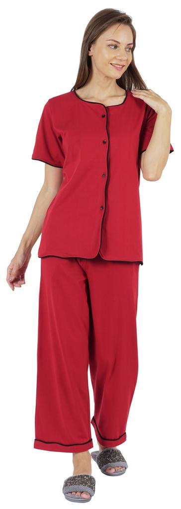 Inkmeso Damen Schlafanzug Set Oberteil Einfarbig Nachtwäsche Pj Loungewear 2-teiliges Set