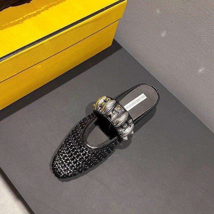 

French retro hollow fishing net breathable casual single shoes women s summer 2025 new flat-bottomed versatile bag head slippers 40 чорний