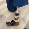 Fashion Spring Summer New Style Fashion Mid Heel Sandals Women's Flip Flops Comfortable Slimming High Heels Slip-On Shoes Korean Style