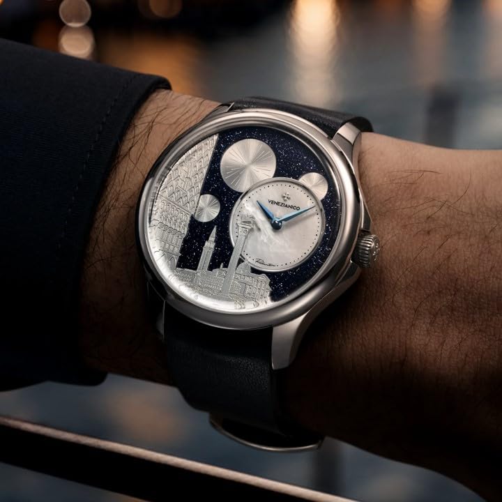 Venezianico Venezianico Analoguhr REDENTORE Dezentrales Zifferblatt Aventuringlas und Perlmutt werden auf dem Zifferblatt verwendet Bellanotte-1221575