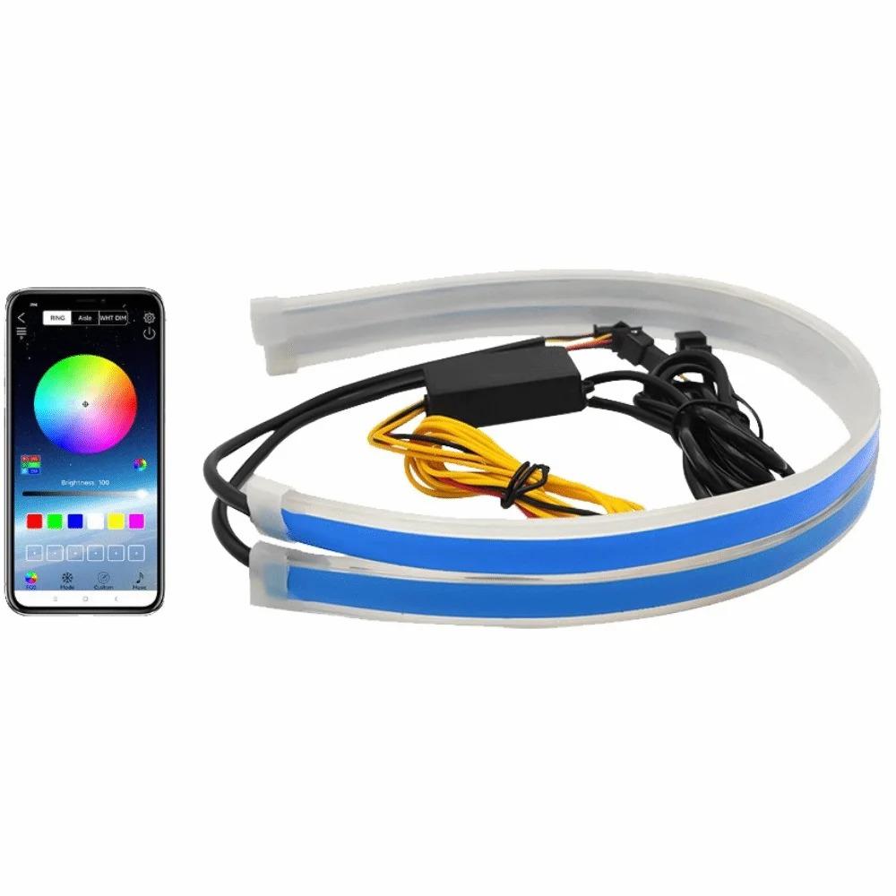Daytime Running Lights Car LED DRL Lamp Strip DRL Decorative Light Auto Headlight Turn Signal Light RGB With Remote App Control Dome Lights 6