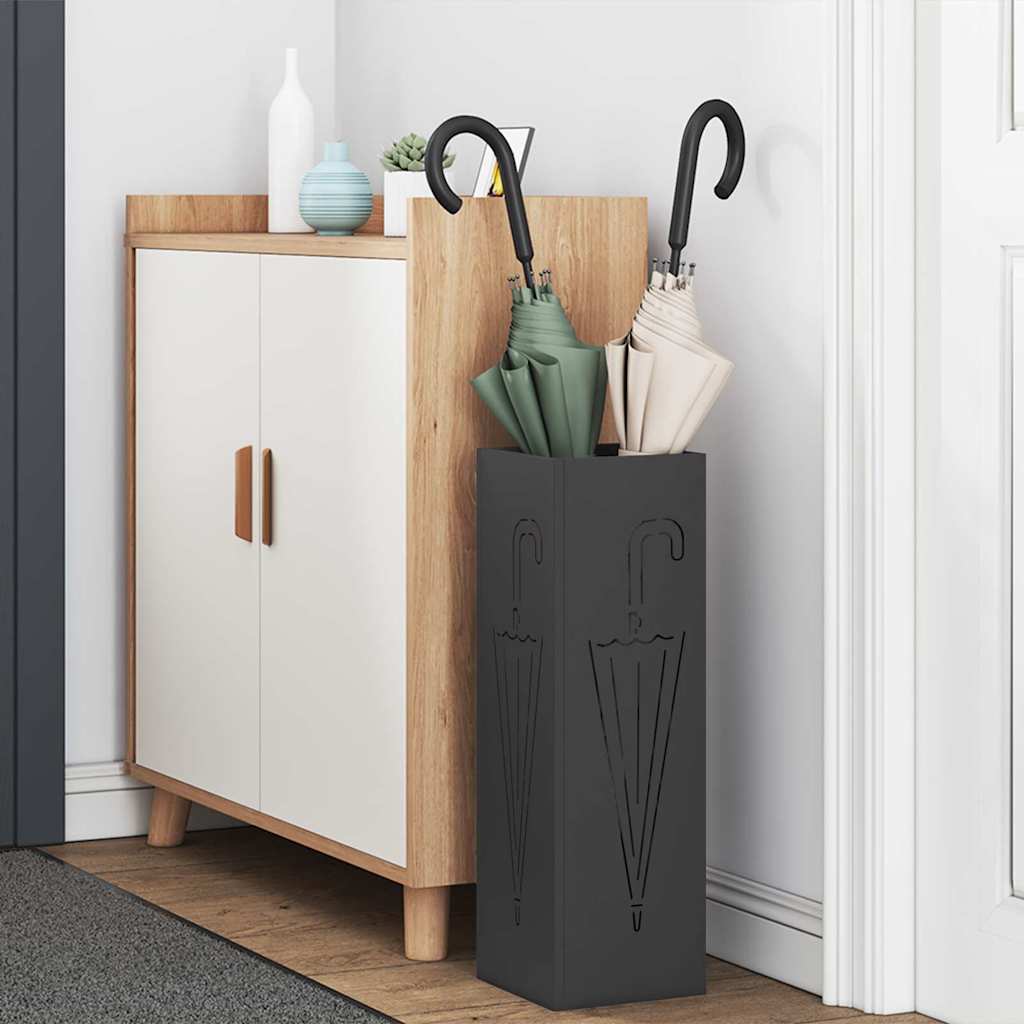 Umbrella Stand Black 15.5 x 15.5 x 49 cm Metal