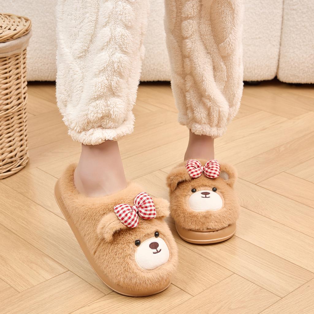 Cartoon Women Home Slippers Plush Warm Thick Bottom Slides Cute Soft Non-slip Slippers Indoor Outdoor Men Casual Slippers