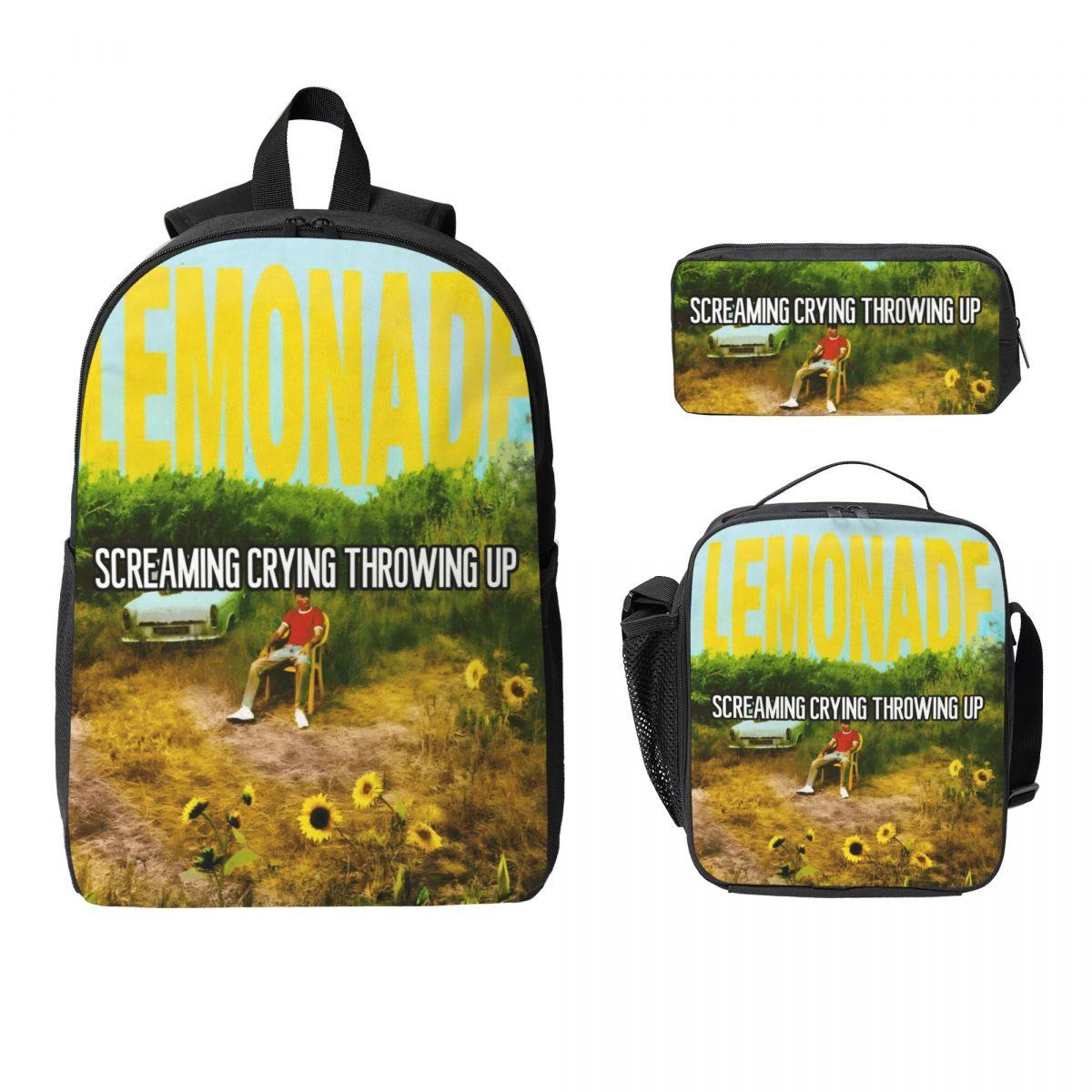 Ensemble de 3 pièces de merchandise Louis Tomlinsons Lemonade Tour 2025 Sac à dos pour Garçon Fille Trousses à crayons Sacs d'école avec Boîte à lunch Pour l'école