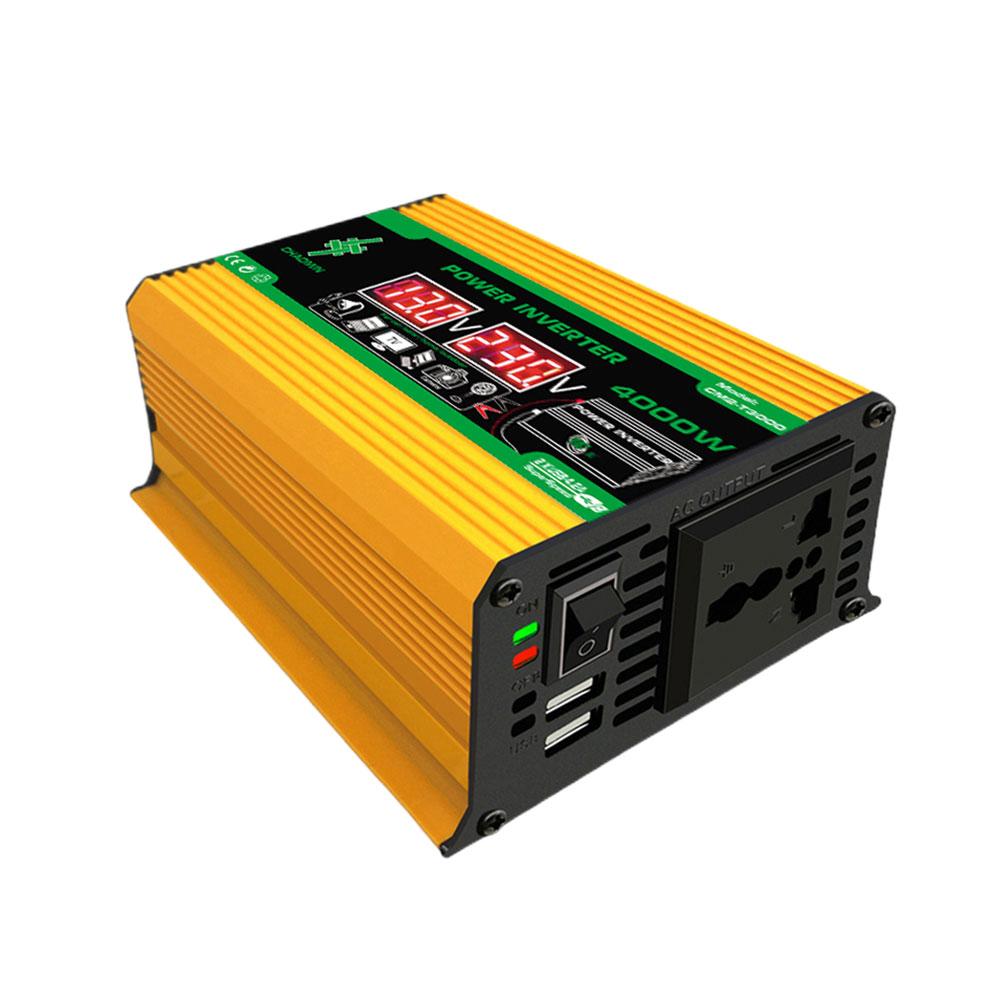 

4000 Вт автомобильный интеллектуальный инвертор двойной USB 12 В в 220 В/110 В преобразователь мощности цифровой инвертор мощности светодиодный дисплей напряжения для автофургона
