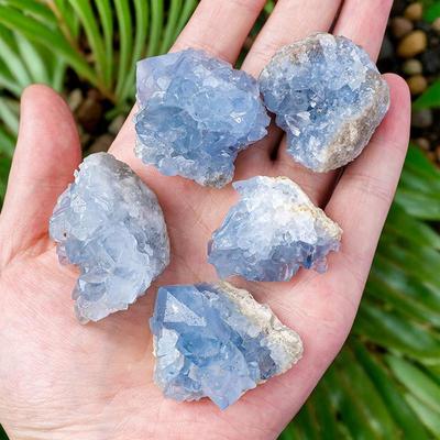 1pc Natural Beautiful Celestite Crystal Raw Druzy Cluster Blue Geode Rough Mineral Specimen Home Decor Crystal Clusters