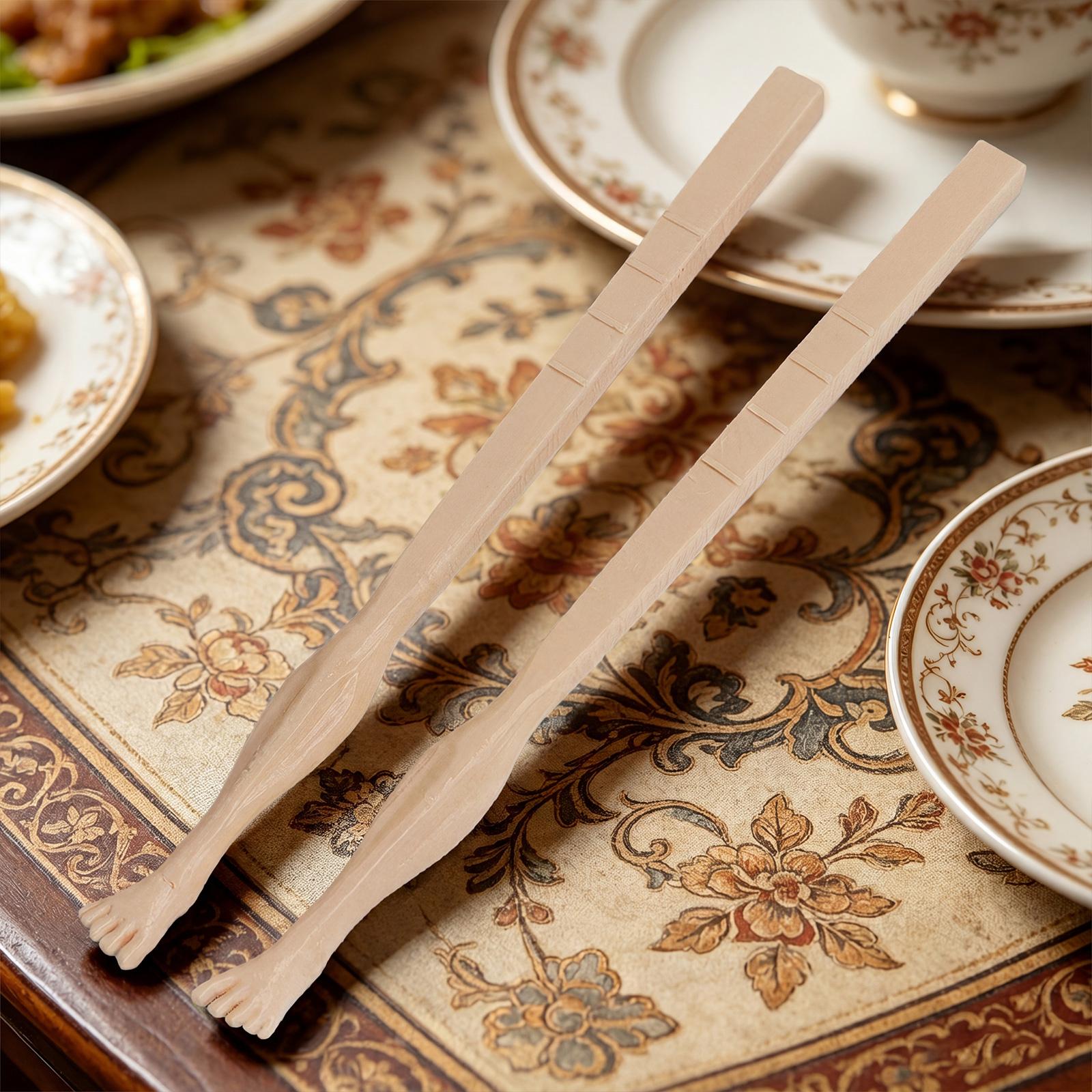 Feet Chopsticks with Straw Soles of Feet Foot Pad Design Chopsticks Funny Snack Chopsticks for Noodles Novelty Gift for Gag China Mainland