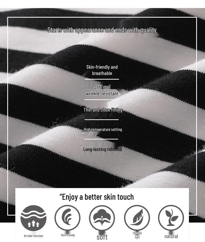 2025 Women's Modal Cotton Striped Short-Sleeve T-Shirt - Casual Elastic Blouse for Summer