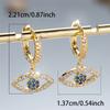 Trendy Crystal White Zircon Blue Eyes Hoop Earrings For Women Vintage Gold Color Wedding