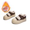 Leather Velcro board shoes women's 2025 winter new thick-soled velvet cotton shoes casual little white shoes versatile shoes children