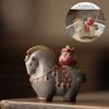Money Horse Tea Pet with Thermal Color Change Resin Tea Table Ornament with Wealth Blessing Traditional Chinese Desk Decor