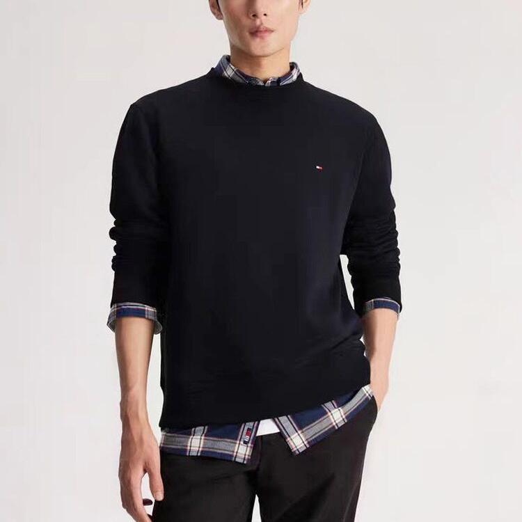 Tommy Hilfiger Classic Solid Color Crew Neck Pullover Long Sleeve Sweatshirt Men sweatshirt Navy-Blue 78E6675-079