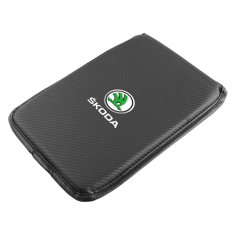 Car Armrest Box Mats Leather Center Console Covers Accessories For Skoda Octavia Superb Rapid Kodiaq Karoq Fabia Kamiq Roomster Citigo