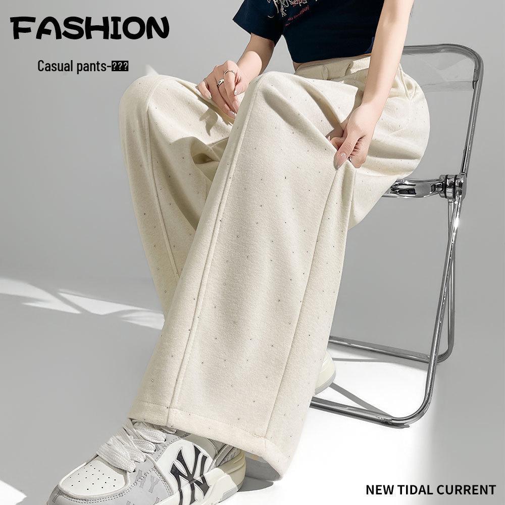 Spring & Summer Rhinestone Wide-Leg Loose Scythe Pants for Women