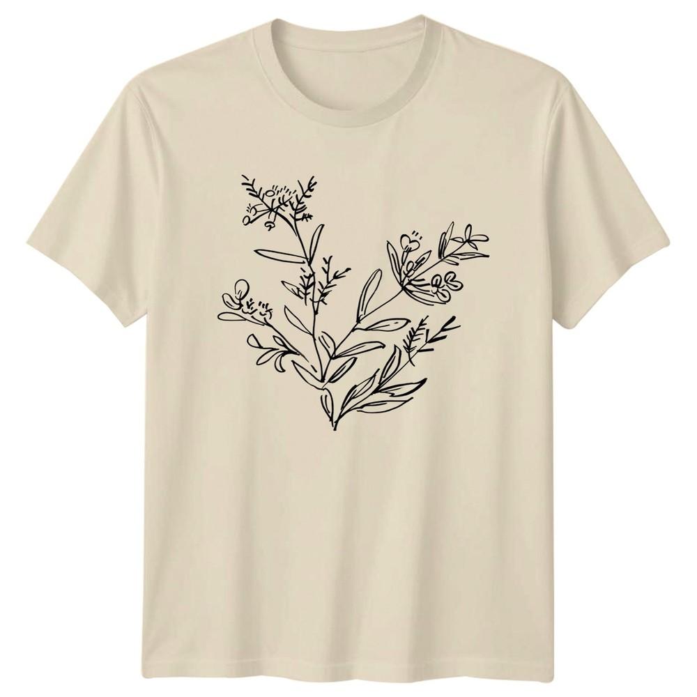 Hand Drawn Wildflower Botanical TShirt Line Art